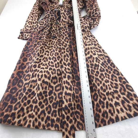 BCBGMAXAZRIA Leopard Trench Coat Large Brown Black New NWT $298 Water resistant - Picture 6 of 10